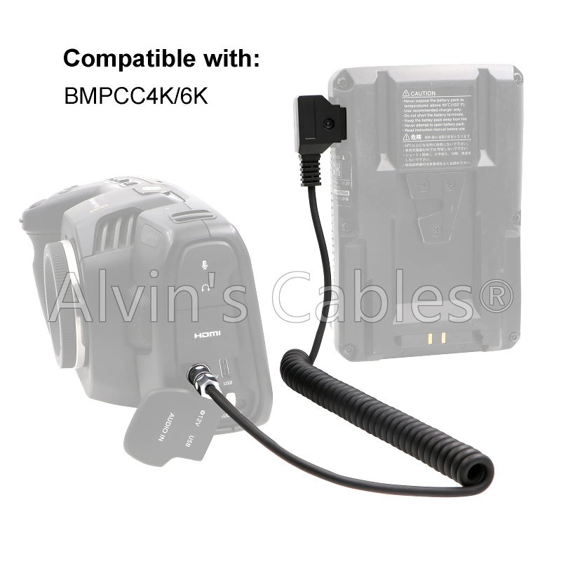Alvin's Cables BMPCC 4K 6K to D Tap Power Cable for Blackmagic Pocket Cinema Camera 4K| 6K| pro Weipu 2 Pin Female to P Tap Coiled Cable - Image 3